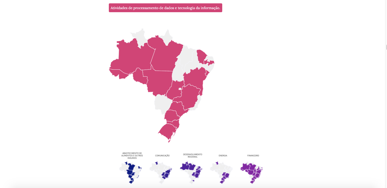 A snapshot of a visualization, showing a map of Brazil with some states highlighted